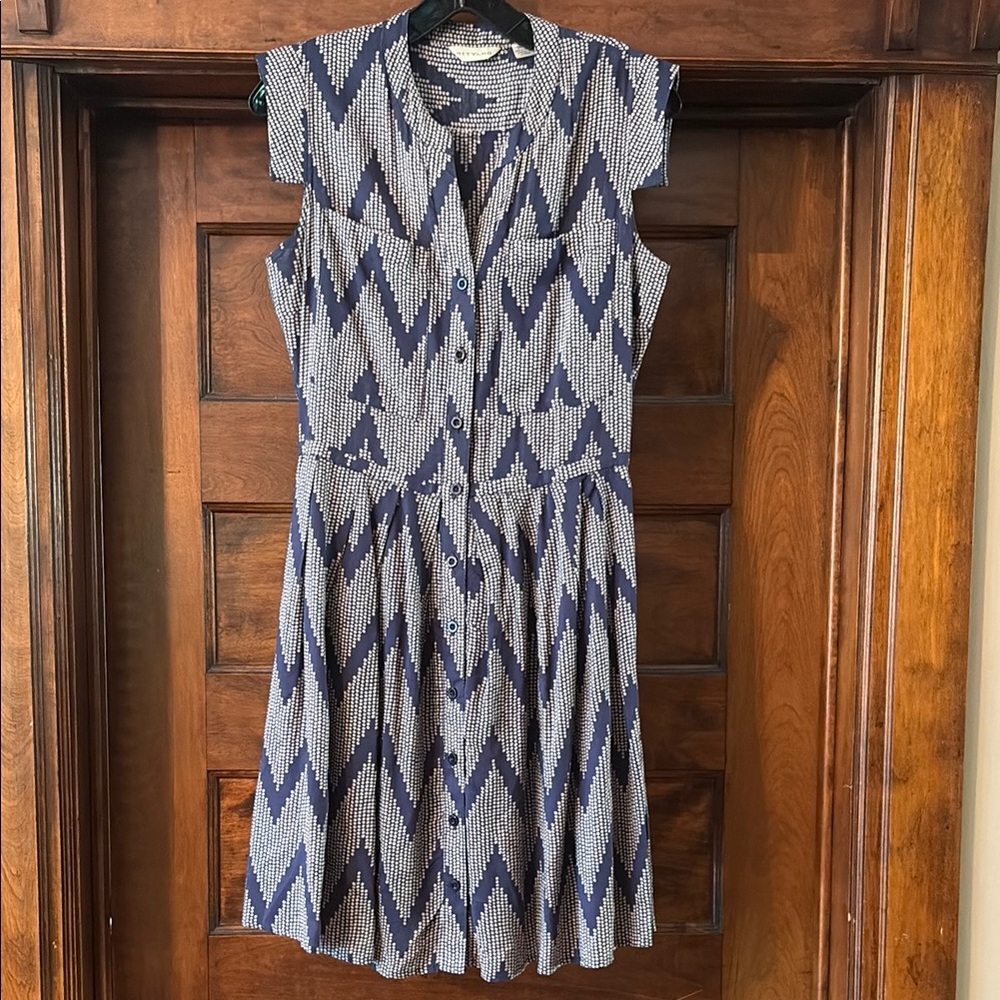 Chevron Patterned Blue and White Dress